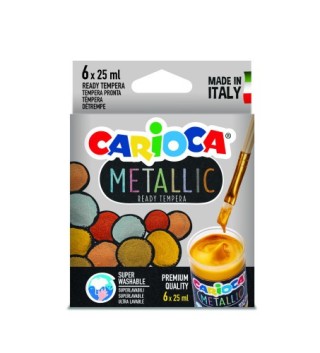 caja tempera metallic 6 botes 25 ml colores metalicos carioca ko026