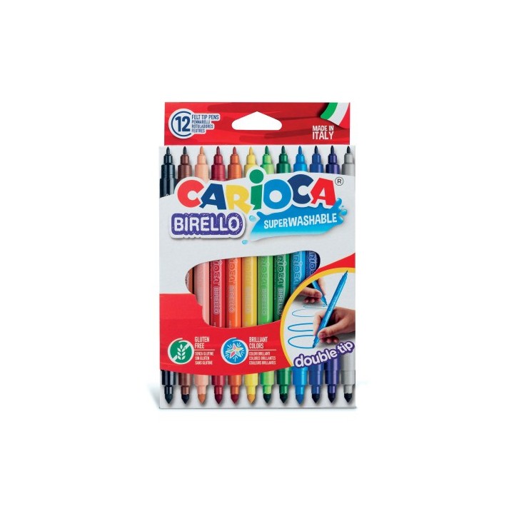 caja 12 rotuladores colores doble punta birello carioca 41457