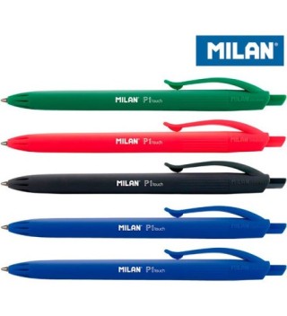 blister 5 boligrafos p1 touch (2 azul, negro, rojo y verde) milan bwm10321