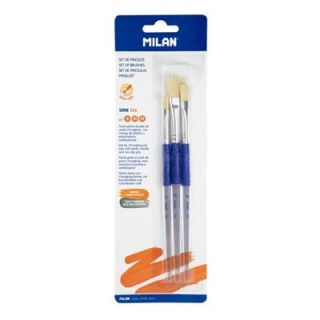 blister 3 pinceles planos (pelo cerda chungking) mango de plastico ergo serie 526 no 8, 10 y 12 mila