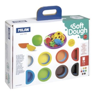 maletin 8 botes pasta blanda soft dough de 59gr + herramientas hora de cocina milan 913308ct