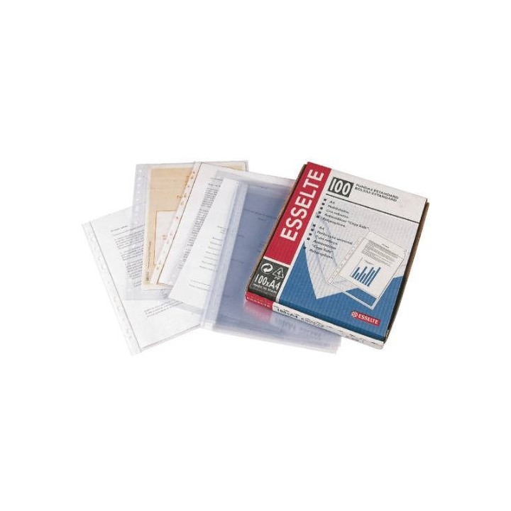caja 100 fundas polipropileno multitaladro formato a4 80 micras 11 taladros cristal esselte 46108