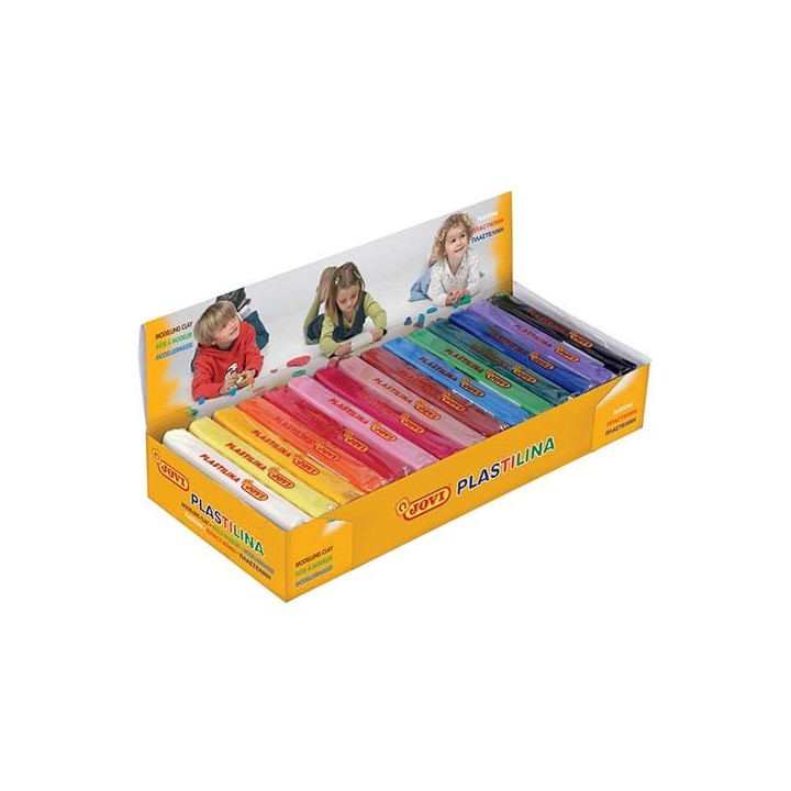 caja expositora 15 pastillas plastilina 150 g colores surtidos jovi 71s