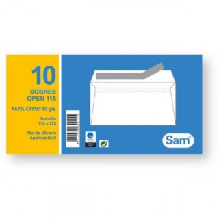 paquetes de 10 sobres open tamano 115x225  90 grs. sam 664915