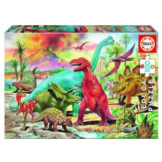 puzzle infantil 100 dinosaurios de 6-8 anos educa borras 13179