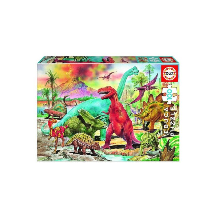 puzzle infantil 100 dinosaurios de 6-8 anos educa borras 13179
