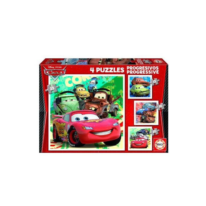 puzzle progresivos cars 2 12-16-20-25 de 3-5 anos educa borras 14942