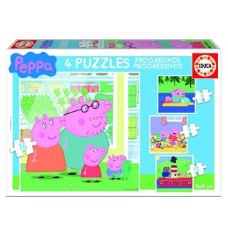 puzzle progresivos peppa pig 6-9-12-16 de 3-5 anos educa borras 15918