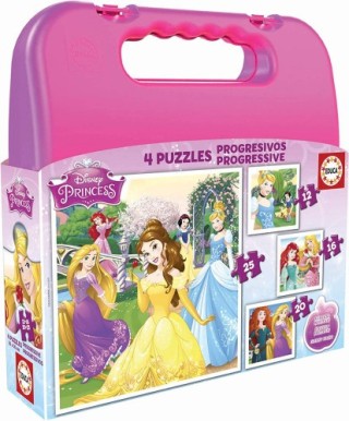 maleta puzzles progresivos princesas disney 12-16-20-25 de 3-6 anos educa borras 16508