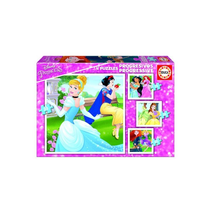puzzle progresivos princesas disney 12-16-20-25 de 3-5 anos educa borras 17166