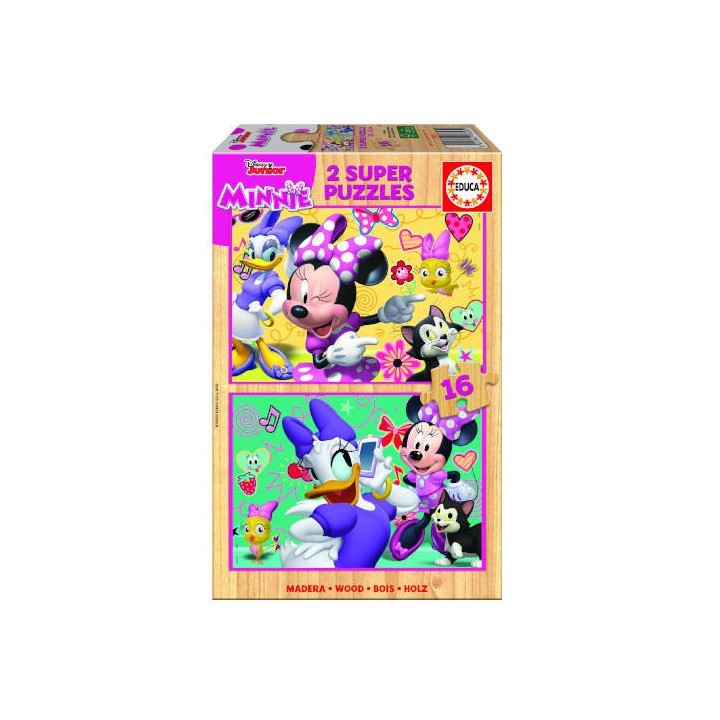 puzzle madera minnie happy helpers 2x16 piezas  educa borras
