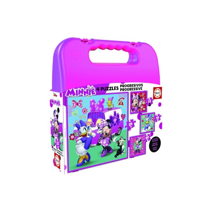 maleta puzzles progresivos minnie happy helpers 12-16-20-25 de 3-5 anos educa borras 17638