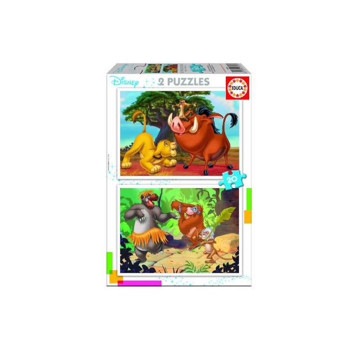 puzzle infantil 2x20 disney animals de 3-5 anos educa borras 18103
