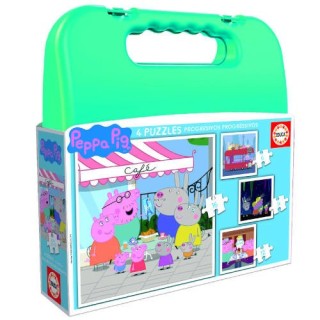 maleta puzzles progresivos peppa pig 6-9-12-16 de 3-5 anos educa borras 18112