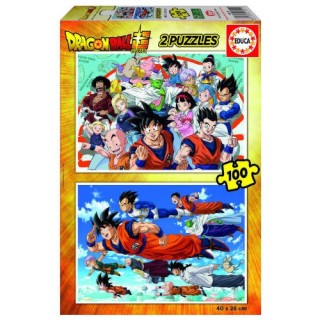 puzzle 2x100 dragon ball de 6-8 anos educa borras 18214