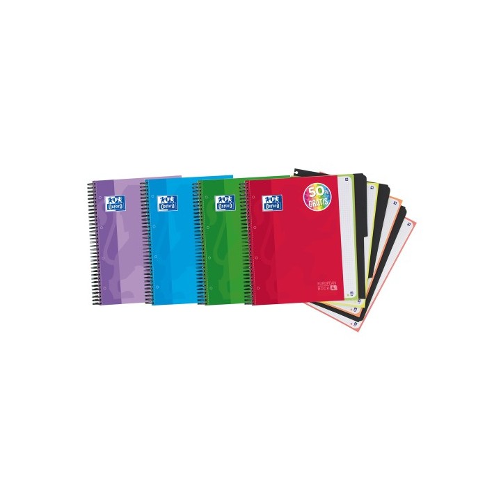 oxford 400027275 cuaderno y block a4+ 120 hojas colores surtidos