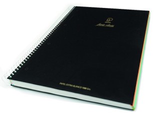 cuaderno first class a5 tapa negra forrada microperforado 120h 100gr taladros 5x5 banda 5 colores pa