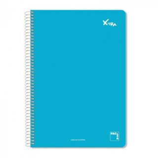 cuaderno serie xtra 60gr.tapa contracolada folio (215x310mm.) 80 hojas cuadricula 4x4 color azul pac