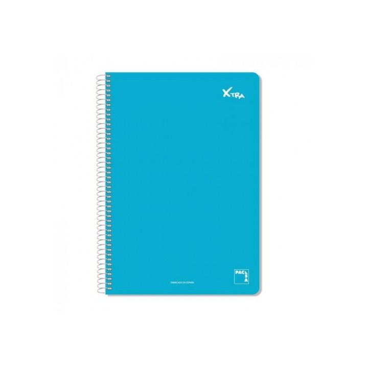 cuaderno serie xtra 60gr.tapa contracolada folio (215x310mm.) 80 hojas cuadricula 4x4 color azul pac