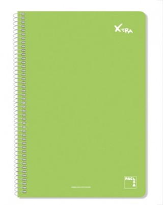 cuaderno serie xtra 60gr.tapa contracolada folio (215x310mm.) 80 hojas cuadricula 4x4 color verde os
