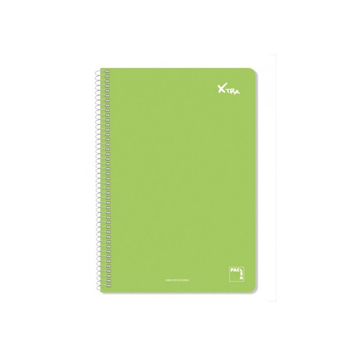 cuaderno serie xtra 60gr.tapa contracolada folio (215x310mm.) 80 hojas cuadricula 4x4 color verde os