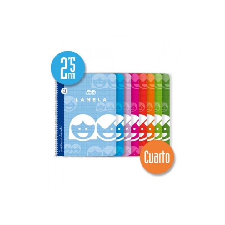 cuaderno basico formato 4o 40 hojas rayado 2,5 mm surtidos lamela 07002