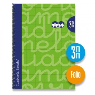 cuaderno folio forrado rayado 3 mm verde lamela 7fte003v