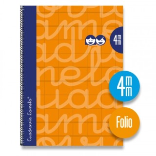 cuaderno folio forrado rayado 4 mm naranja lamela 7fte004n
