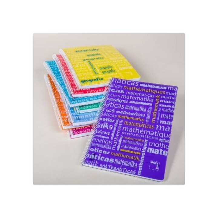 cuaderno serie asignaturas tapa polipropileno 90 grs. folio (215x310mm.) 80 hojas cuadricula 4x4 con