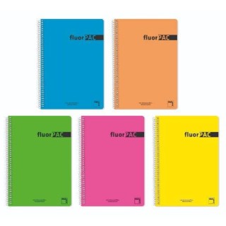 cuaderno serie fluorpac tapa polipropileno 90 grs. fluor folio (215x310mm.) 80 hojas cuadricula 4x4