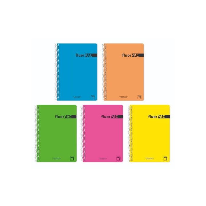 cuaderno serie fluorpac tapa polipropileno 90 grs. fluor folio (215x310mm.) 80 hojas cuadricula 4x4
