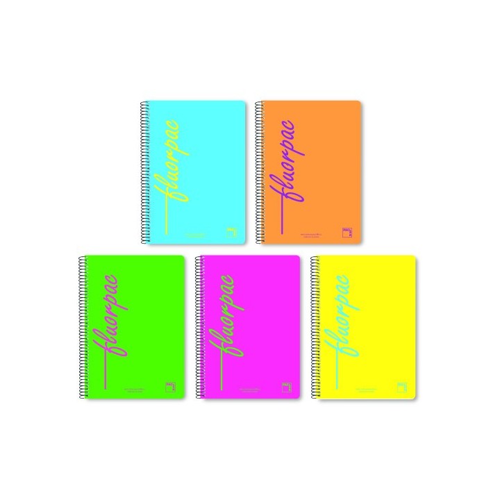 cuaderno serie fluorpac tapa polipropileno 90 grs. fluor 4o (155x215mm.) 80 hojas cuadricula 4x4 con