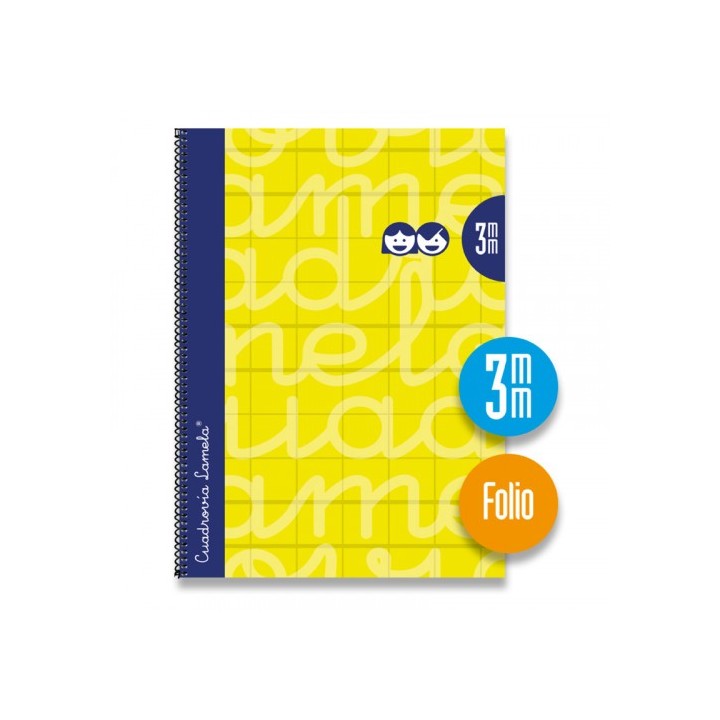 cuaderno folio forrado rayado 3 mm amarillo lamela 7fte03am