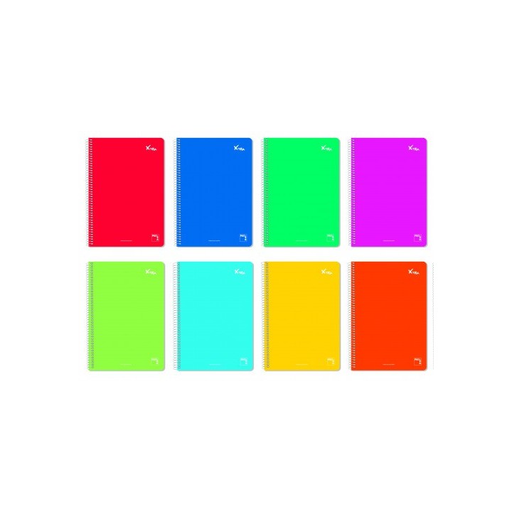 cuaderno espiral serie xtra tapa dura 60 grs. 4o (155x215mm.) 80 hojas cuadricula 3x3 con margen sur