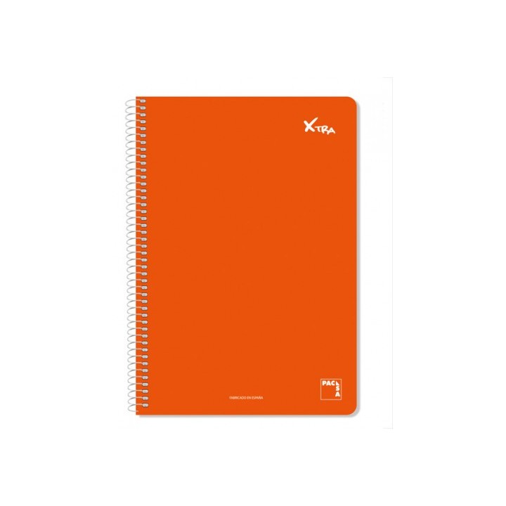 cuaderno serie xtra 60gr.tapa contracolada folio (215x310mm.) 80 hojas cuadricula 4x4 color rojo pac