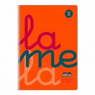 cuaderno folio plastic rayado 3 mm 80 hojas 90 grs naranja lamela 7ftp003n