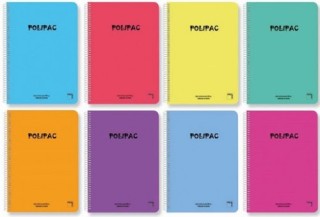cuaderno serie polipac tapa polipropileno folio (215x310mm.) 80 hojas cuadricula 4x4 8 colores surti