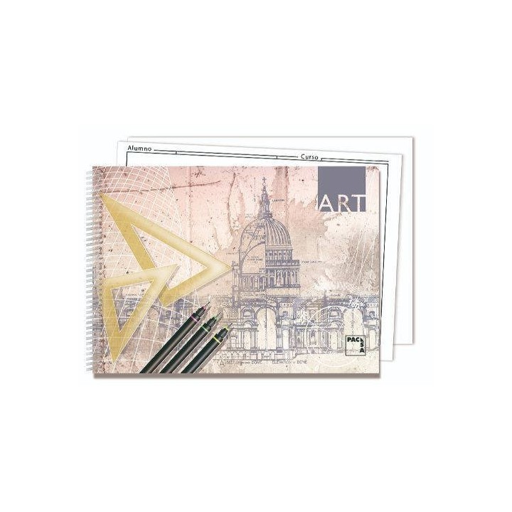 cuaderno blocks  dibujo art 140 grs. folio prolongado 20 hojas 2 taladros liso con recuadro pacsa 18