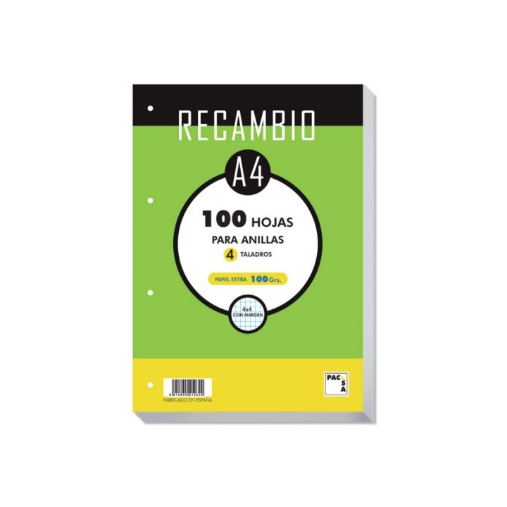 pacsa recambio a4 100 hojas