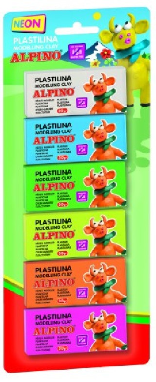 blister 6 unidades plastilina alpino 30 grs.fluorescente alpino dp000936