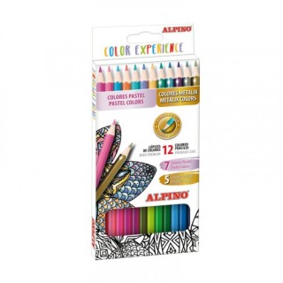 estuche 12 lapices de colores premium colores pastel y metalicos alpino al000246