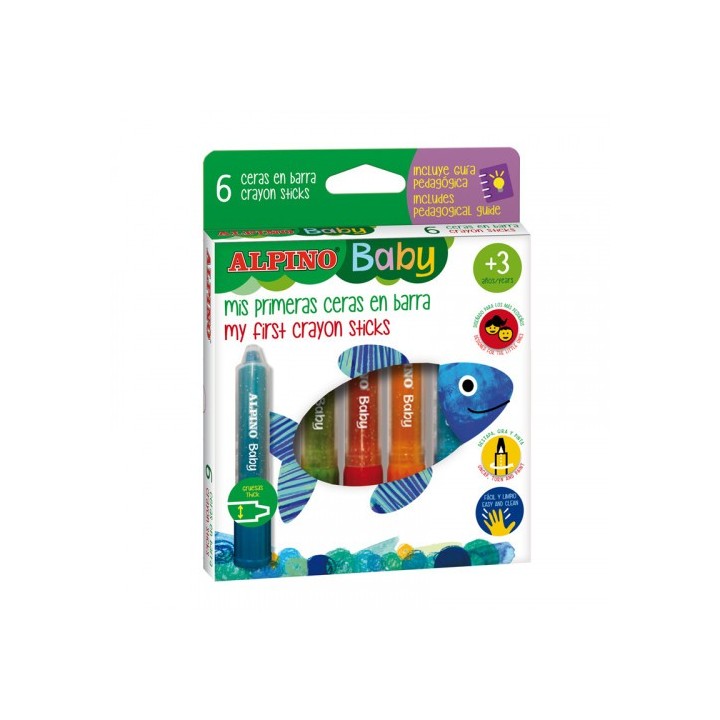 estuche 6 ceras en barra baby alpino px002006