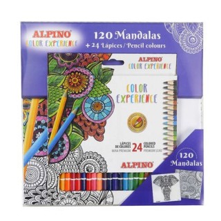 set libro 120 mandalas + 24 lapices color experience alpino al000250