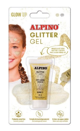 blister gel transparente con purpurina dorado alpino dl000606