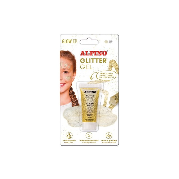 blister gel transparente con purpurina dorado alpino dl000606