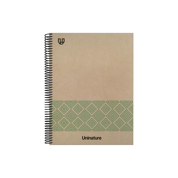cuaderno reciclado a4 kraft soft tapa dura 100 hojas 90gr cuadricula 5x5 mm verde uninature 88500520