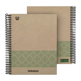 cuaderno reciclado a5 kraft soft tapa dura 80 hojas 90gr cuadricula 4x4 mm verde uninature 88538720