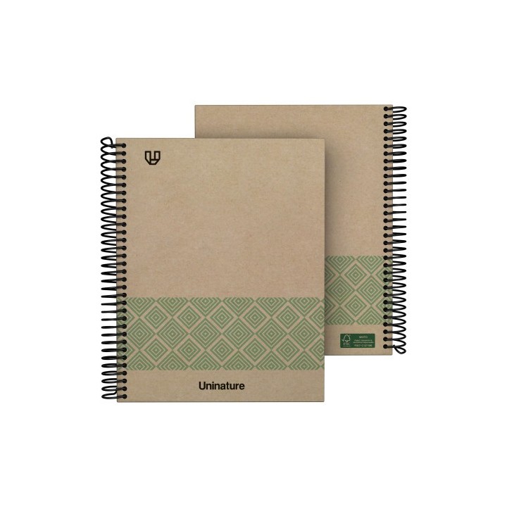 cuaderno reciclado a5 kraft soft tapa dura 80 hojas 90gr cuadricula 4x4 mm verde uninature 88538720