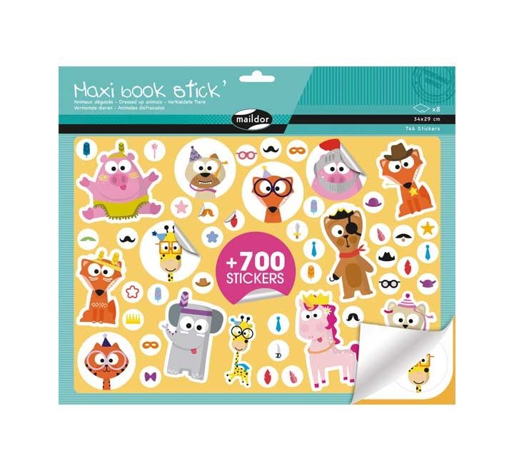 maxi libro 8h pegatinas stick maildor animales