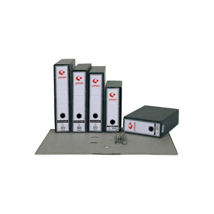 archivador jaspeado ecoclassic negro 1/4 apaisado lomo ancho 282x210x75 grafoplas 7159000